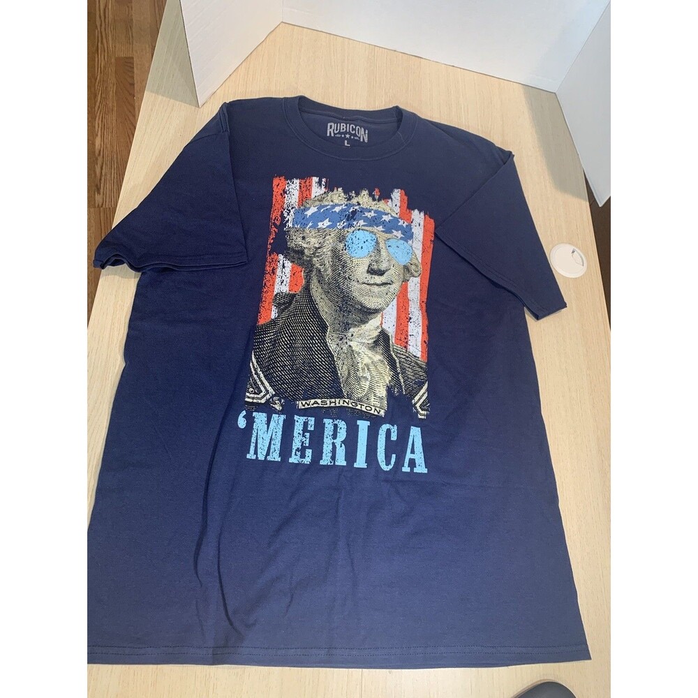 Men's 'Merica George Washington T-shirt Rubicon T-shirt Sz Large Red,White,&Blue